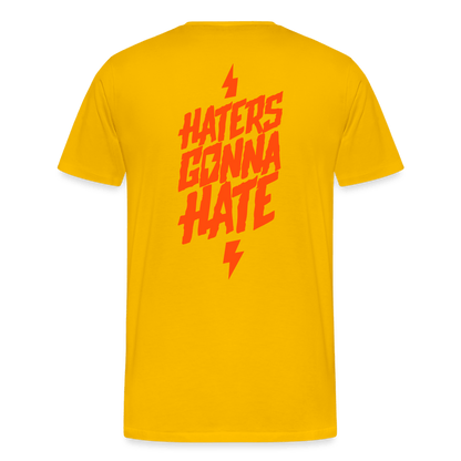 SPOD Männer Premium T-Shirt | Spreadshirt 812 Sonnengelb / S Haters gonna hate - Neonorange - Männer Premium T-Shirt E-Bike-Community