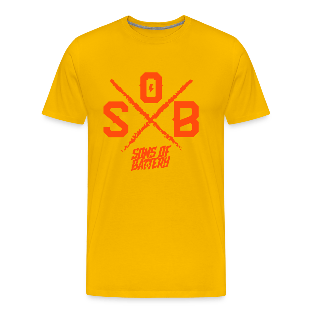 SPOD Männer Premium T-Shirt | Spreadshirt 812 Sonnengelb / S SoB Cross - Neonorange Männer Premium T-Shirt E-Bike-Community