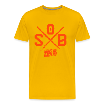 SPOD Männer Premium T-Shirt | Spreadshirt 812 Sonnengelb / S SoB Cross - Neonorange Männer Premium T-Shirt E-Bike-Community