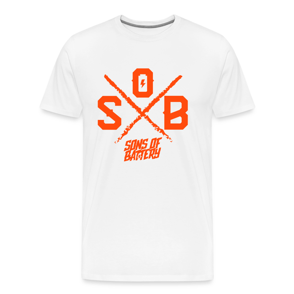 SPOD Männer Premium T-Shirt | Spreadshirt 812 weiß / S SoB Cross - Neonorange Männer Premium T-Shirt E-Bike-Community