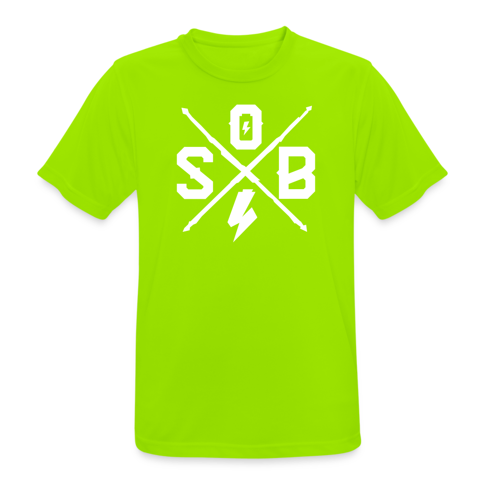 SPOD Männer T-Shirt atmungsaktiv Neongrün / S Cross Logo -Männer T-Shirt atmungsaktiv E-Bike-Community