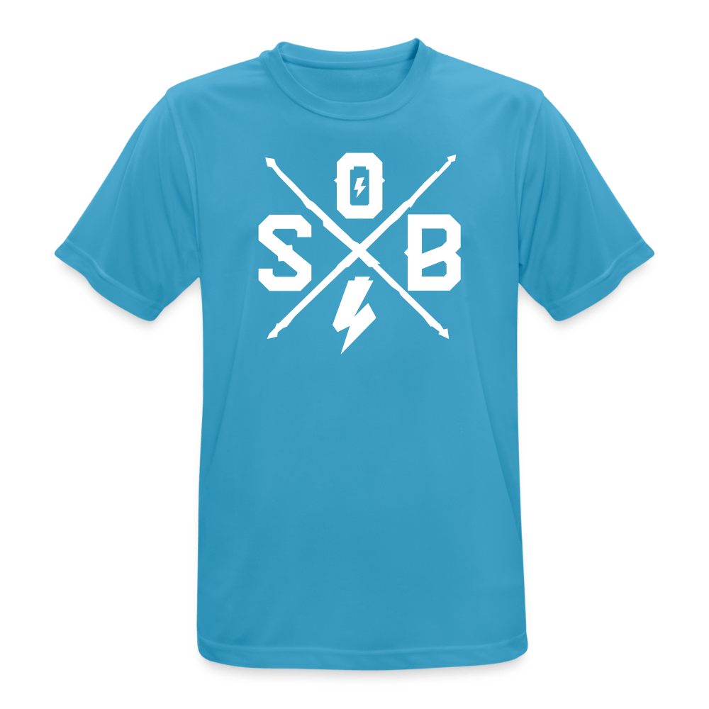 SPOD Männer T-Shirt atmungsaktiv Saphirblau / S Cross Logo -Männer T-Shirt atmungsaktiv E-Bike-Community