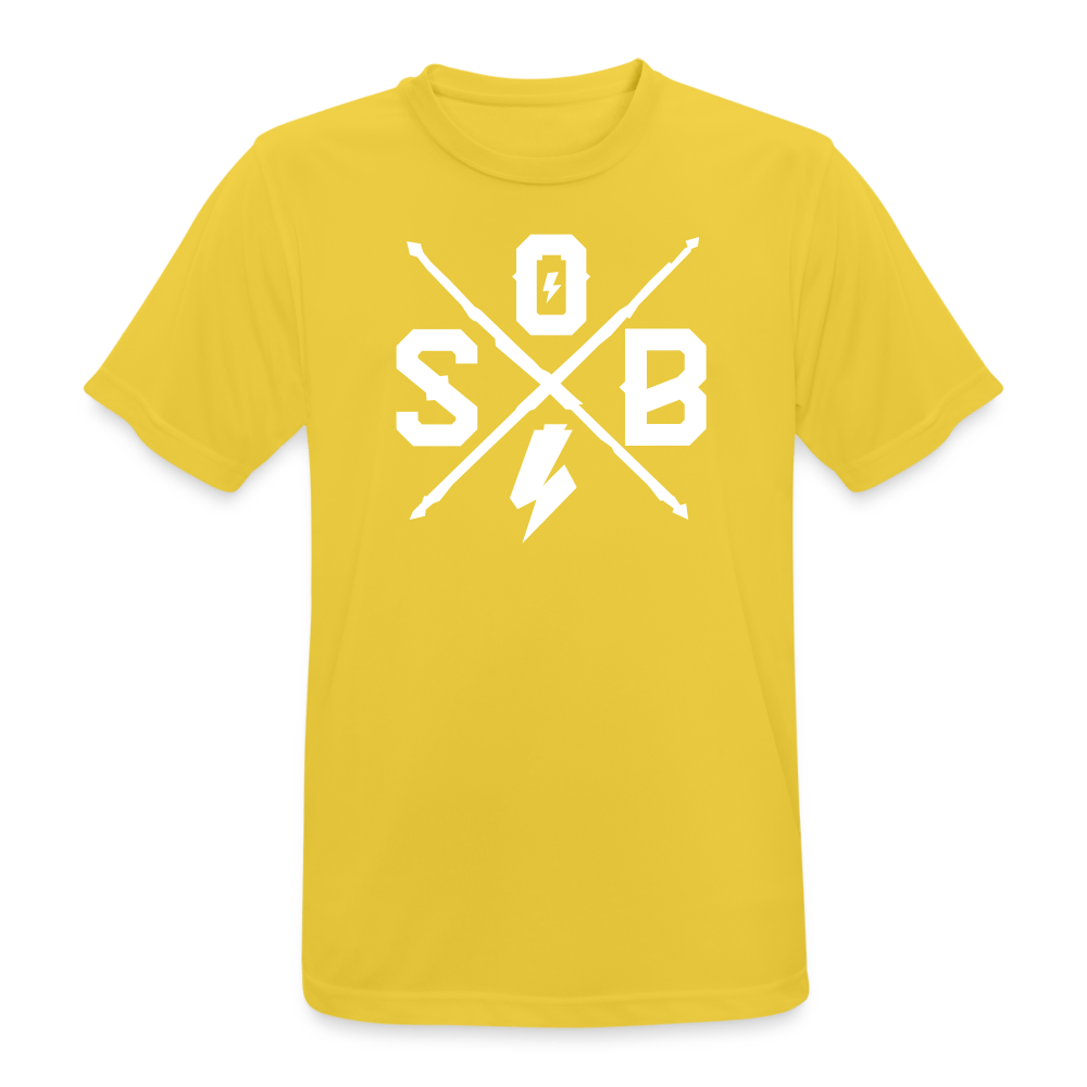 SPOD Männer T-Shirt atmungsaktiv Sonnengelb / S Cross Logo -Männer T-Shirt atmungsaktiv E-Bike-Community