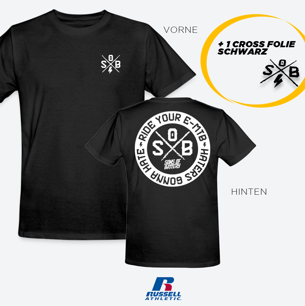 SPOD Männer Workwear T-Shirt Cross / Haters - 2 Side - Russel Athletics T-Shirt E-Bike-Community