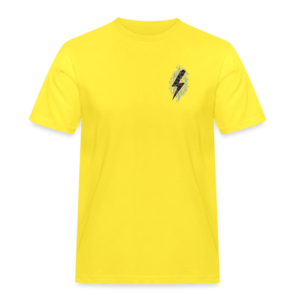SPOD Männer Workwear T-Shirt Gelb / S 2 Seiten - Shred or Alive Crew - Männer Workwear T-Shirt E-Bike-Community
