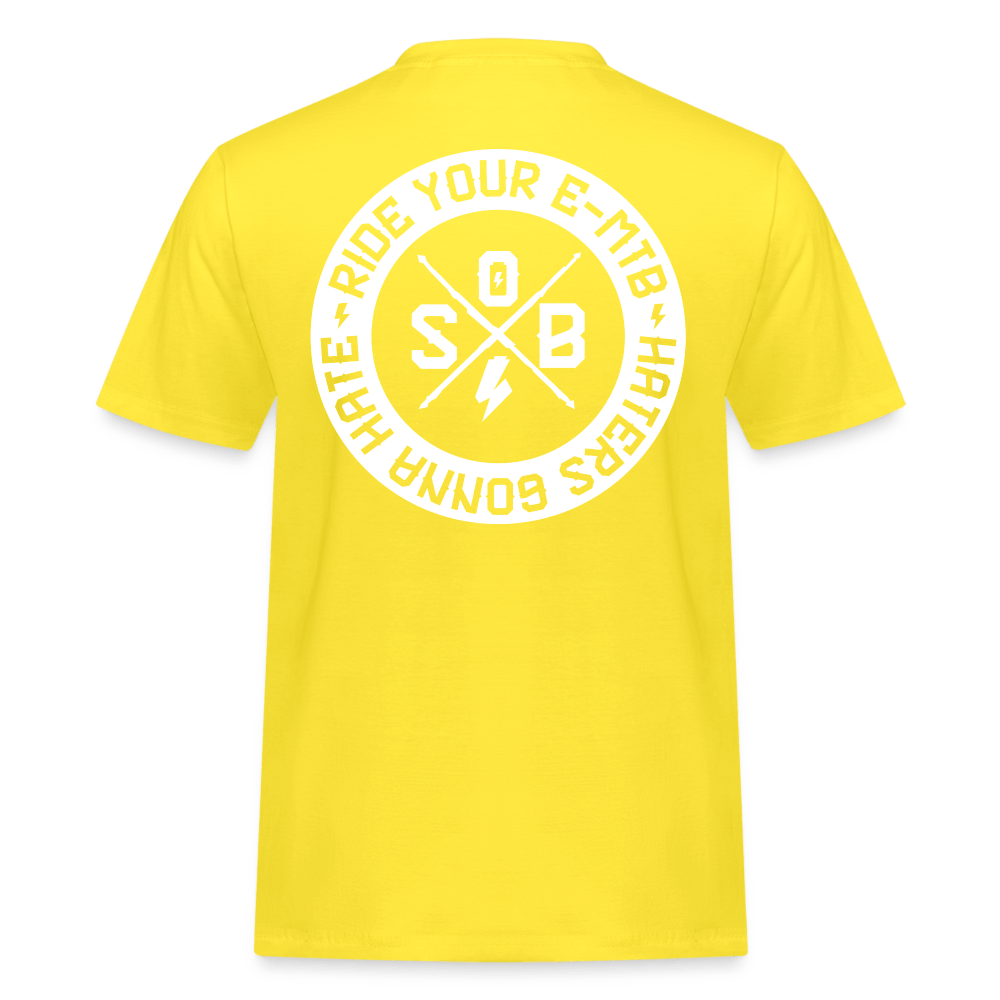 SPOD Männer Workwear T-Shirt Gelb / S Haters gonna Hate 23 - Männer Russell Athletic Shirt E-Bike-Community