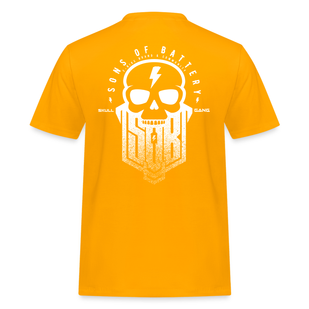 SPOD Männer Workwear T-Shirt Gold / S Cross / Skullgang Grunge Logo -Front/ Back - Männer Workwear T-Shirt E-Bike-Community