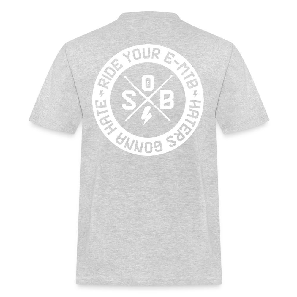 SPOD Männer Workwear T-Shirt Grau meliert / S Haters gonna Hate 23 - Männer Russell Athletic Shirt E-Bike-Community