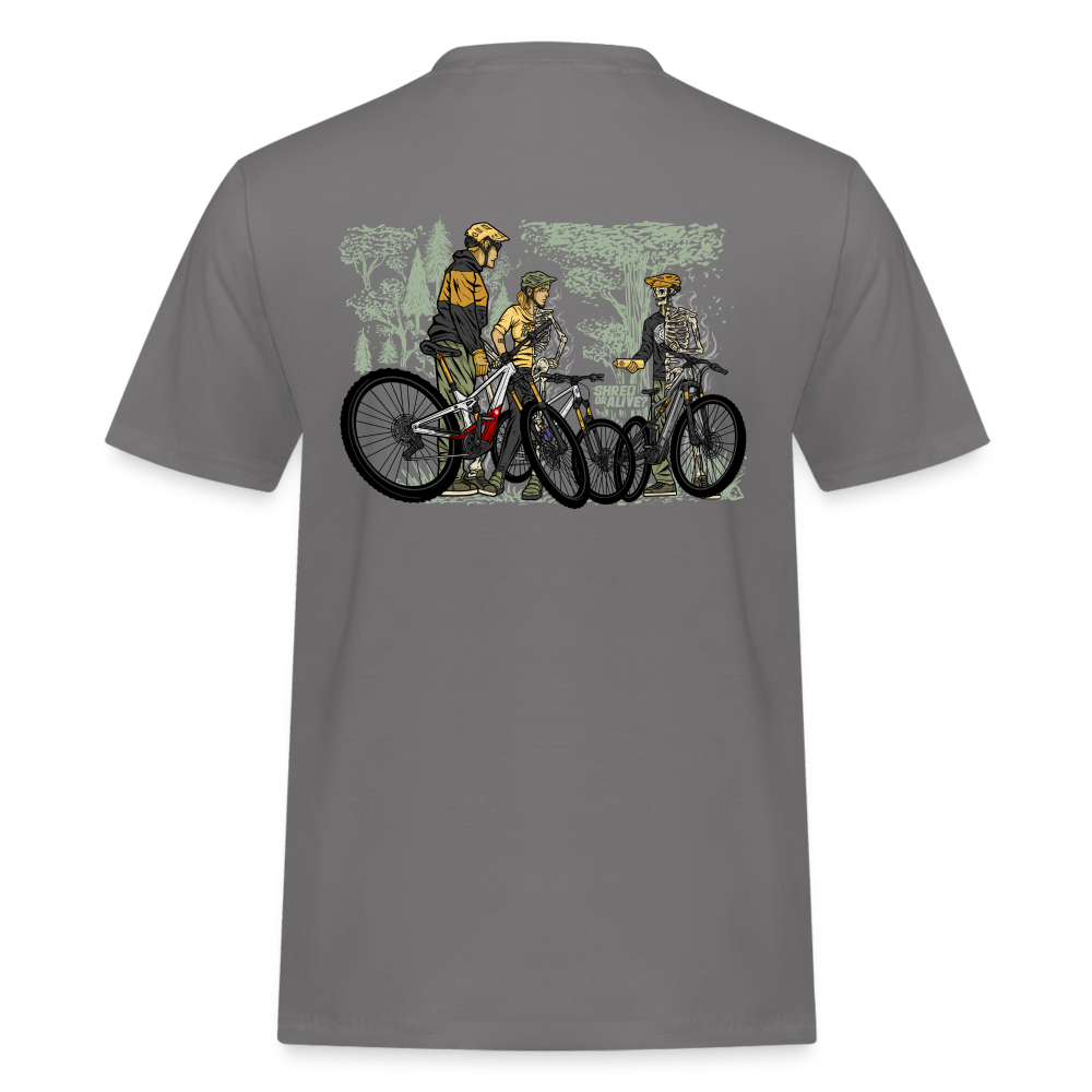 SPOD Männer Workwear T-Shirt Grau / S 2 Seiten - Shred or Alive Crew - Männer Workwear T-Shirt E-Bike-Community