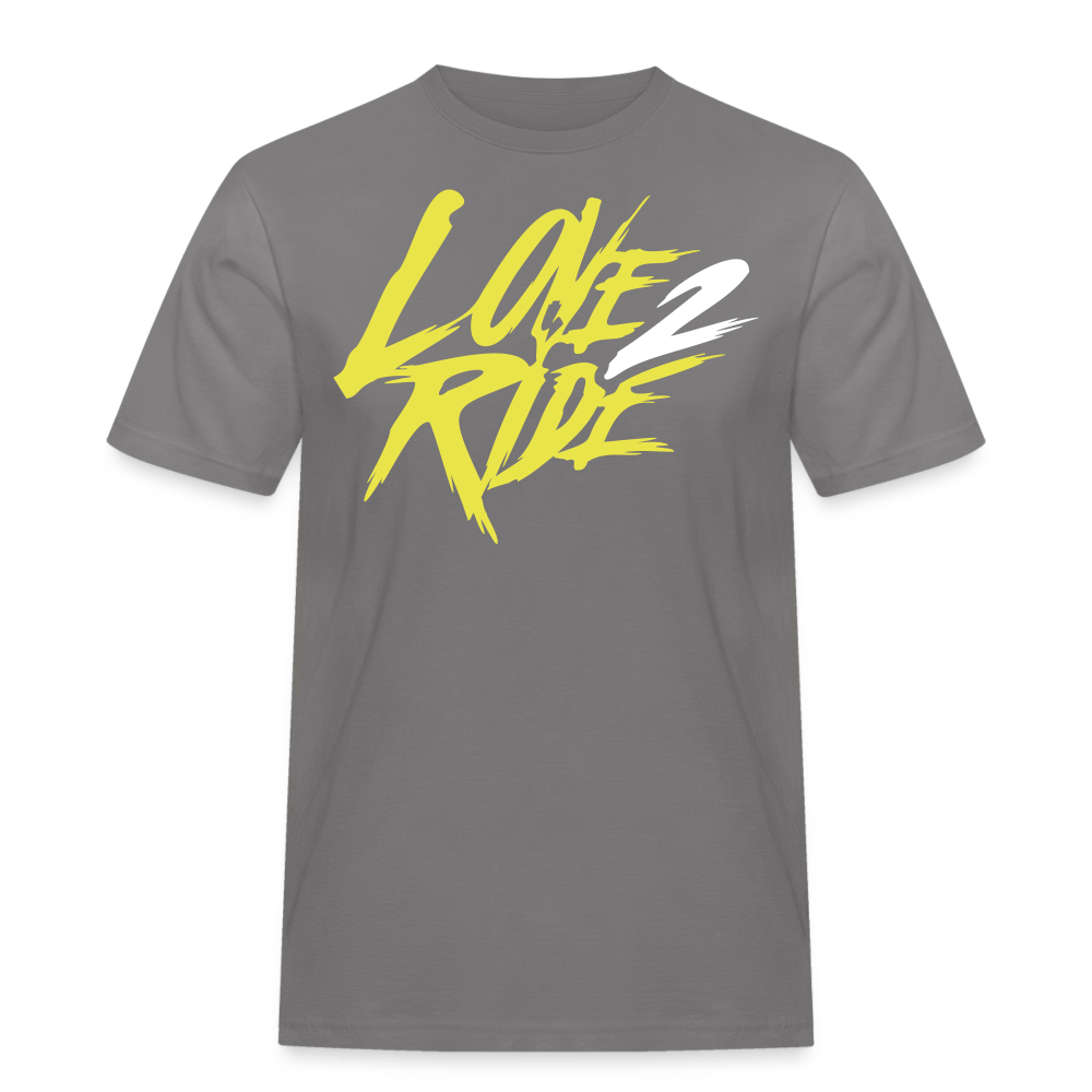 SPOD Männer Workwear T-Shirt Grau / S Two Side Big Print - Love and Hate - Männer Workwear T-Shirt E-Bike-Community
