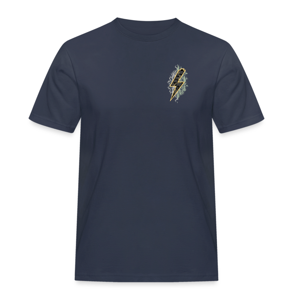 SPOD Männer Workwear T-Shirt Navy / S 2 Seiten - Shred or Alive Crew - Männer Workwear T-Shirt E-Bike-Community