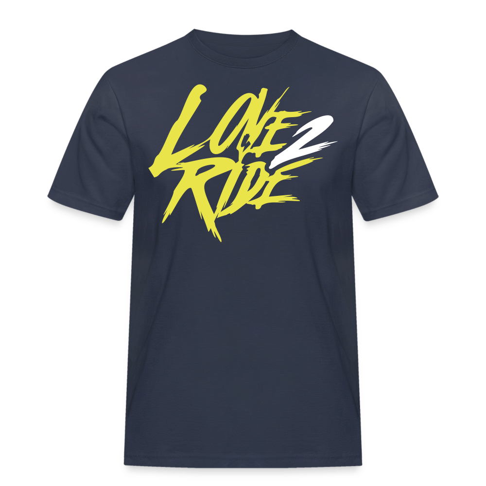 SPOD Männer Workwear T-Shirt Navy / S Two Side Big Print - Love and Hate - Männer Workwear T-Shirt E-Bike-Community