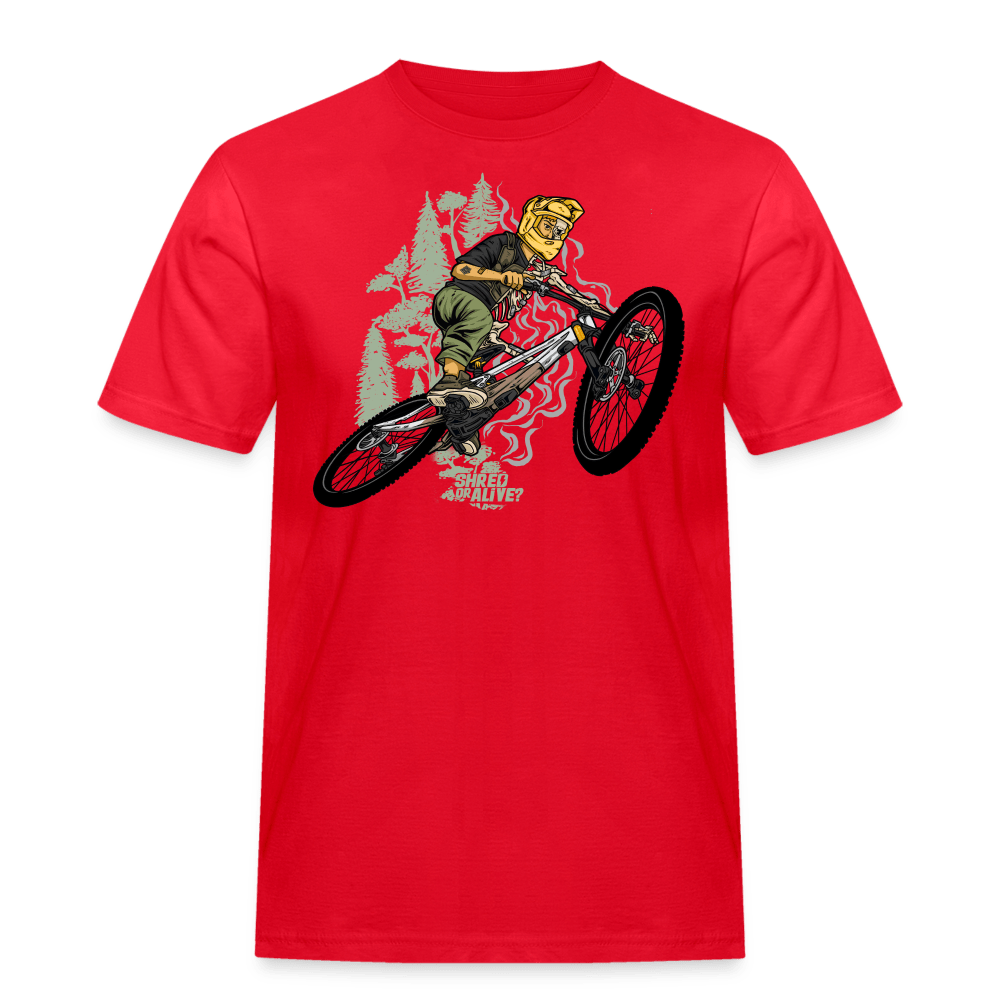 SPOD Männer Workwear T-Shirt Rot / S Shred or Alive - Jumper - Männer Workwear T-Shirt E-Bike-Community