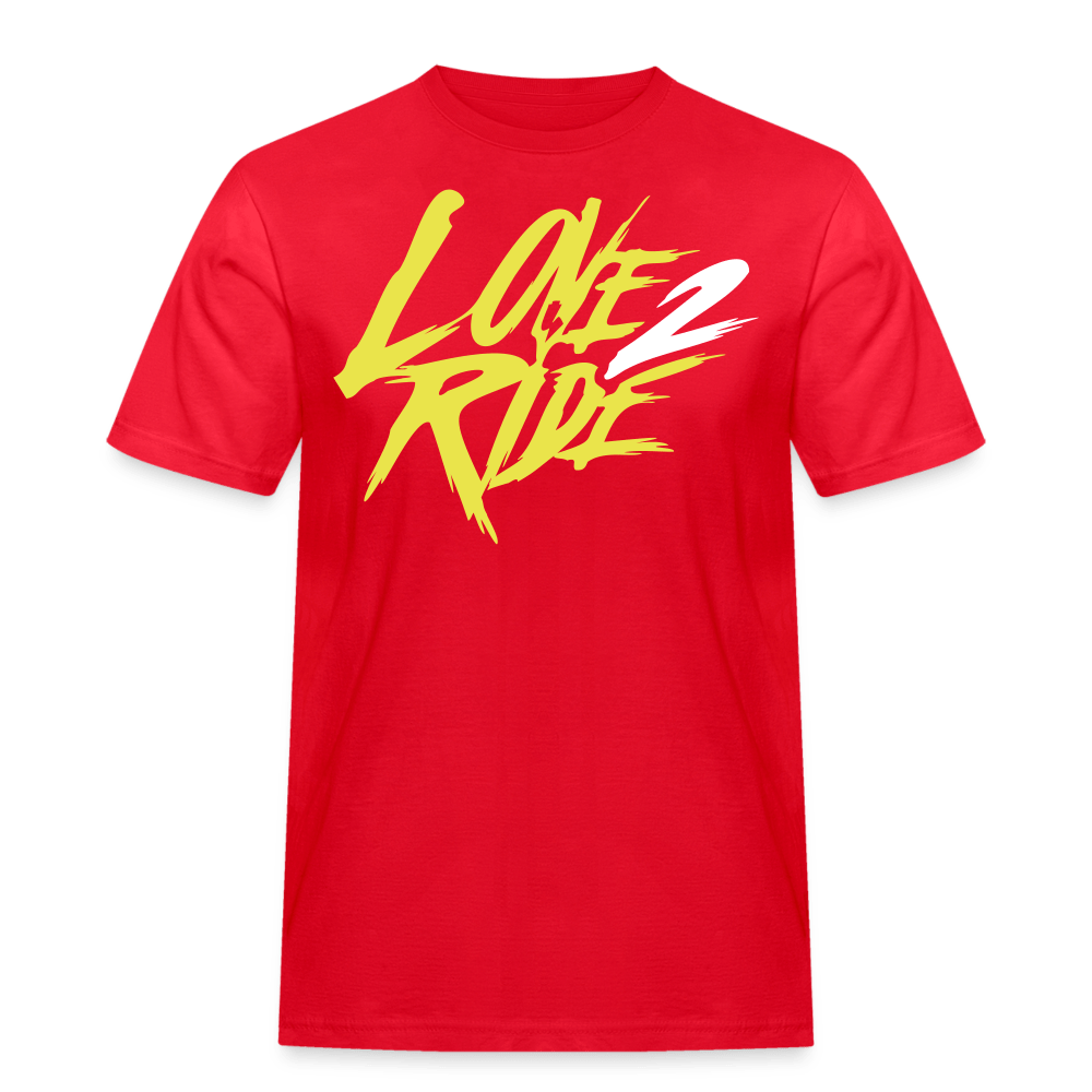 SPOD Männer Workwear T-Shirt Rot / S Two Side Big Print - Love and Hate - Männer Workwear T-Shirt E-Bike-Community