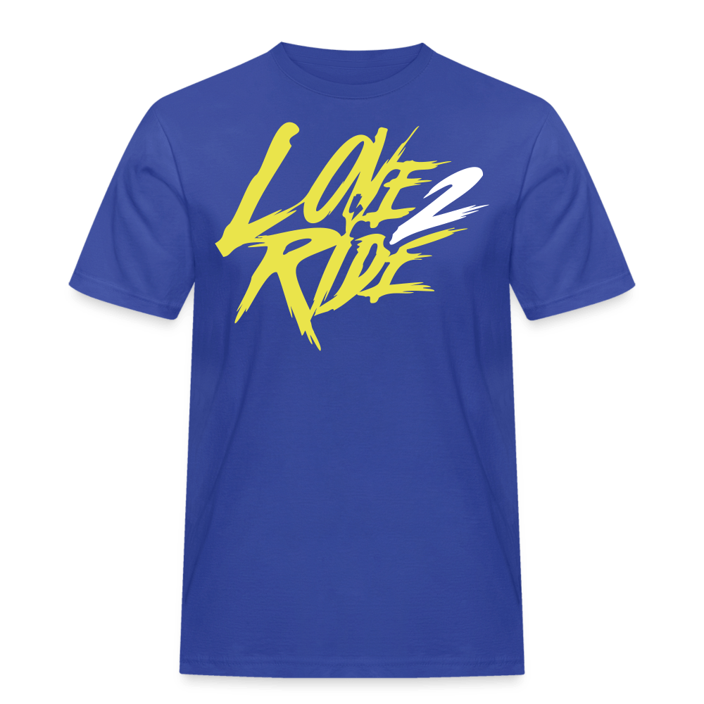 SPOD Männer Workwear T-Shirt Royalblau / S Two Side Big Print - Love and Hate - Männer Workwear T-Shirt E-Bike-Community