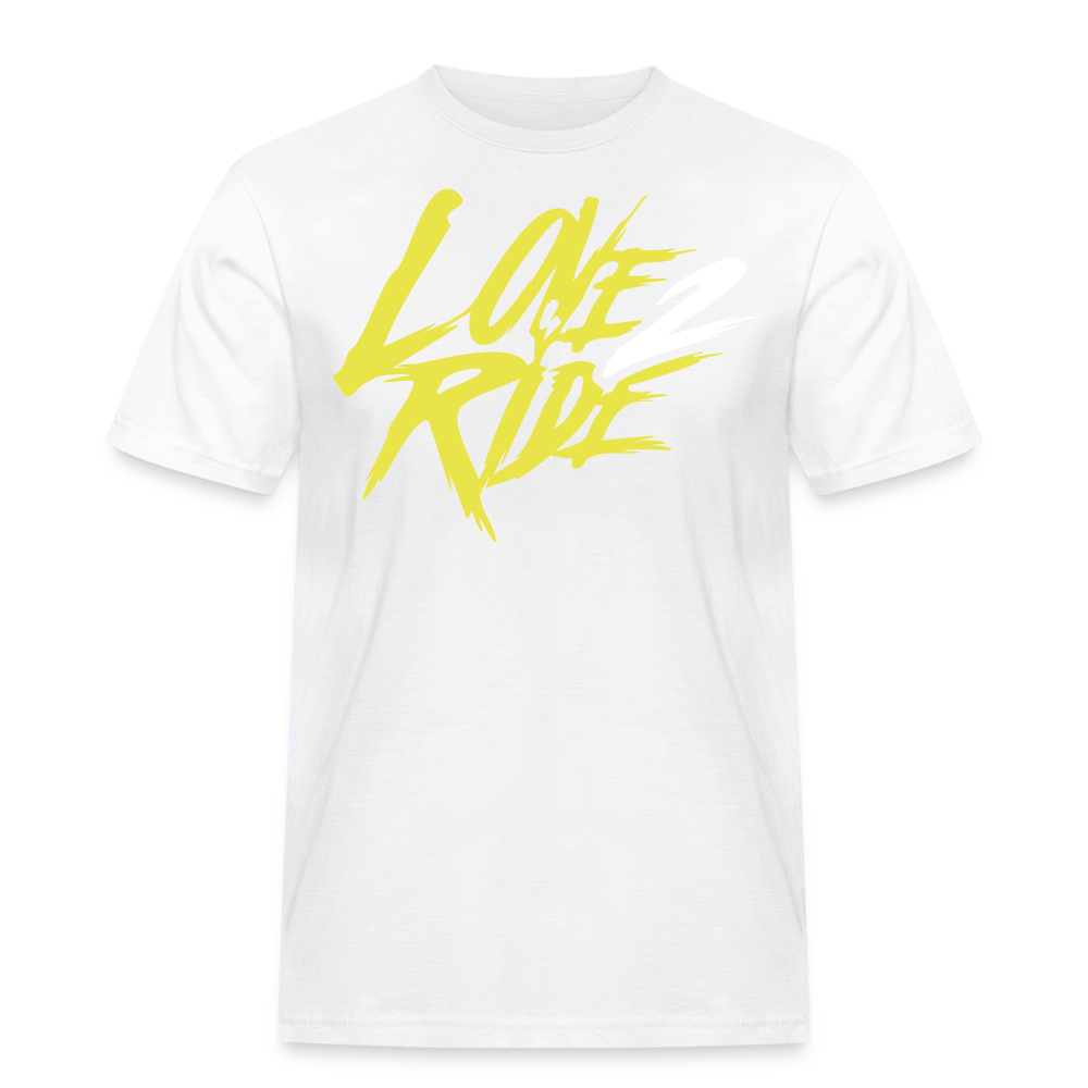 SPOD Männer Workwear T-Shirt weiß / S Two Side Big Print - Love and Hate - Männer Workwear T-Shirt E-Bike-Community